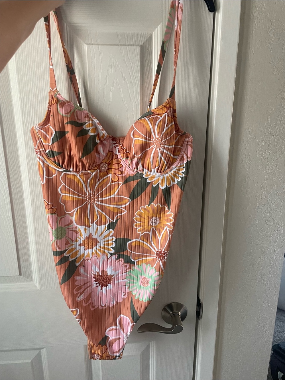Roxy Floral One-Piece Swimsuit in Rust, Pink & Green